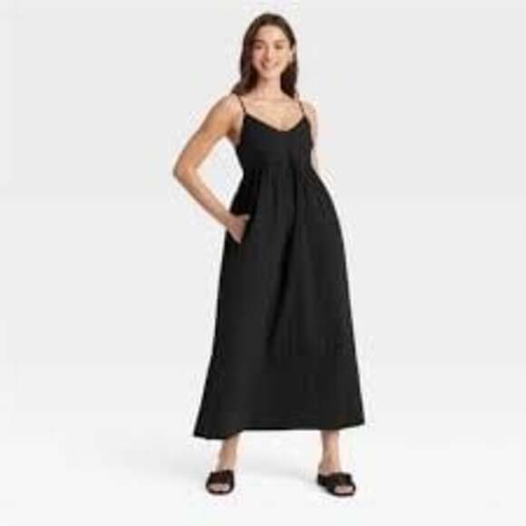 A New Day Dresses & Skirts - A New Day Women's Seersucker Maxi A-Line Dress in Black